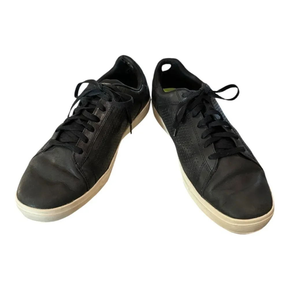 Skechers Men's Goga Max Black Leather Lace-up Sneakers 11